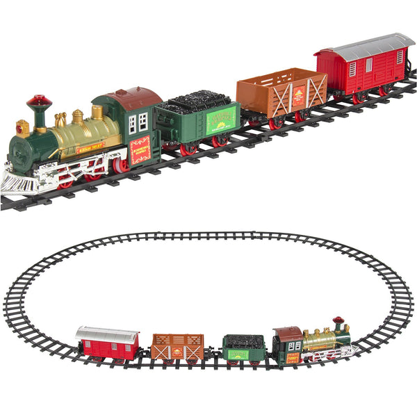 Kids Electric Railway Train Track Toy Play Set w/ Music, Lights