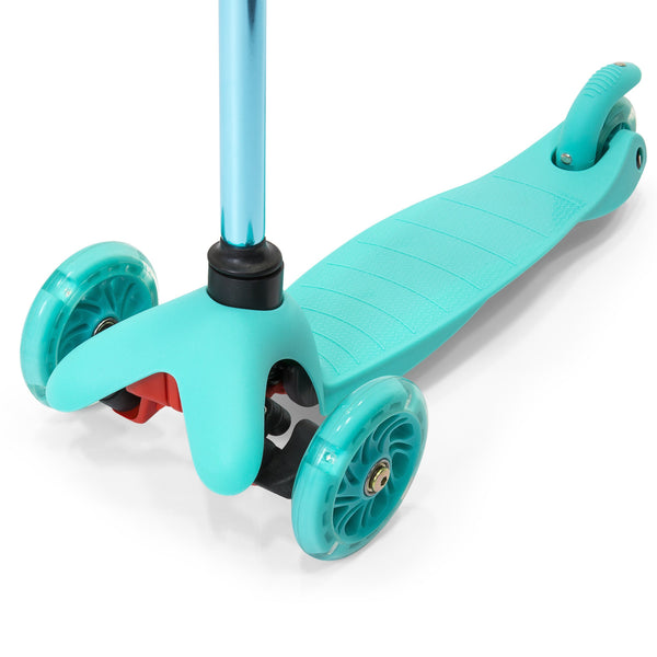 Kids Mini Kick Scooter Toy w/ Colorful Light-Up Wheels, Adjustable T-Bar