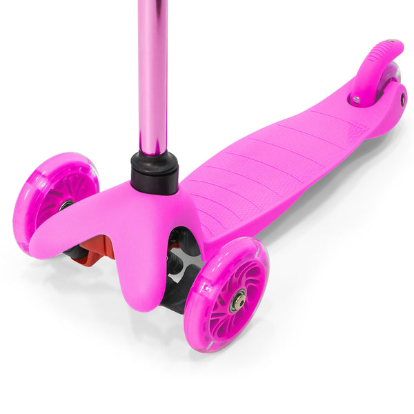 Kids Mini Kick Scooter Toy w/ Colorful Light-Up Wheels, Adjustable T-Bar