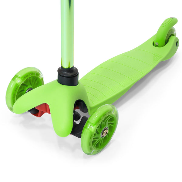 Kids Mini Kick Scooter Toy w/ Colorful Light-Up Wheels, Adjustable T-Bar