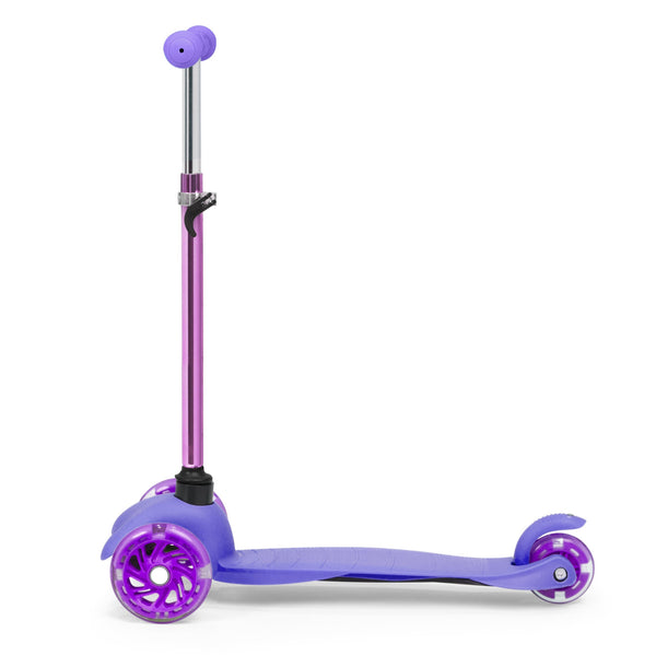 Kids Mini Kick Scooter Toy w/ Colorful Light-Up Wheels, Adjustable T-Bar