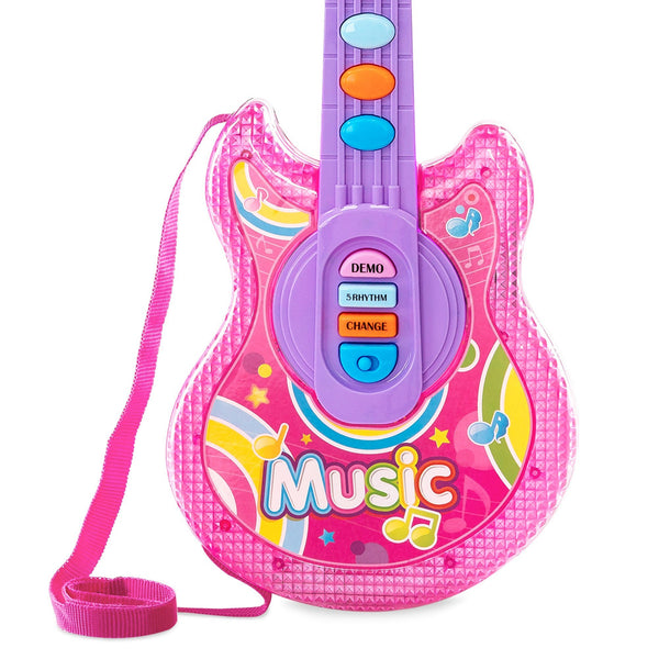 19in Kids Toddlers Musical Flash Guitar Pretend Play Toy w/ Mic, Stand