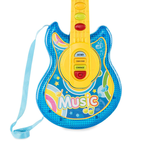 19in Kids Toddlers Musical Flash Guitar Pretend Play Toy w/ Mic, Stand